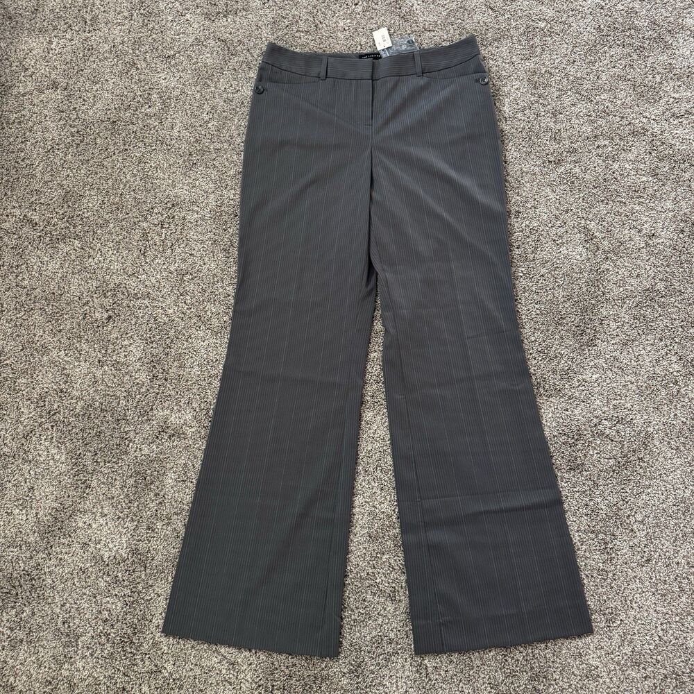The Limited Cassidy Fit Gray Striped Mid Rise Flare Dress Pants Size 8 NWT